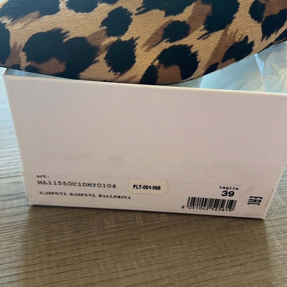 NIB Moschino Couture Gold M leopard Tagila ballerina flat mules Box+Dustbag SZ39 - Picture 2 of 5